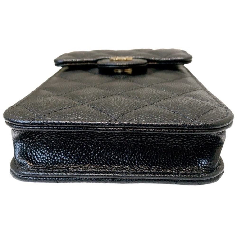 CHANEL Phone Pouch Black Caviar Skin Shoulder Bag - Picture 8 of 11